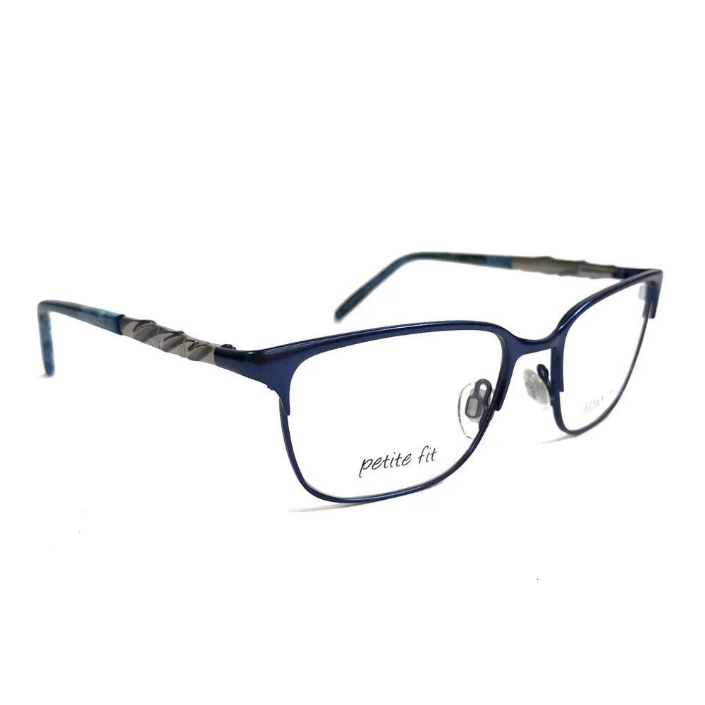 Ellen Tracy Petite Eyeglasses Frames SHIMA NAVY Blue Silver Cat Eye 49-16-125